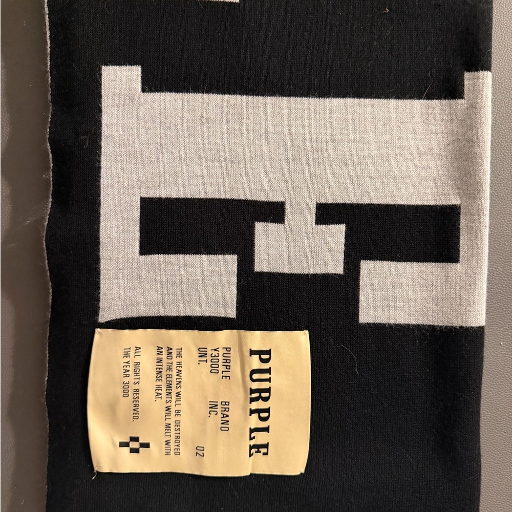 Men's Black and Gray Graphic Scarf - Purple Brand - Picture 3 of 5